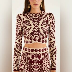 Farm Rio: Burgundy Pineapple Love Knit Top